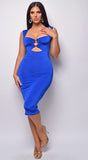 Axelle Royal Blue Cut Out Ring Midi Dress