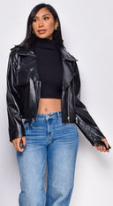 Piper Faux Leather Jacket - Black