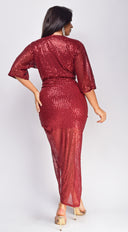 Uma Sequin Midi Dress - Burgundy