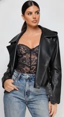 Piper Faux Leather Jacket - Black