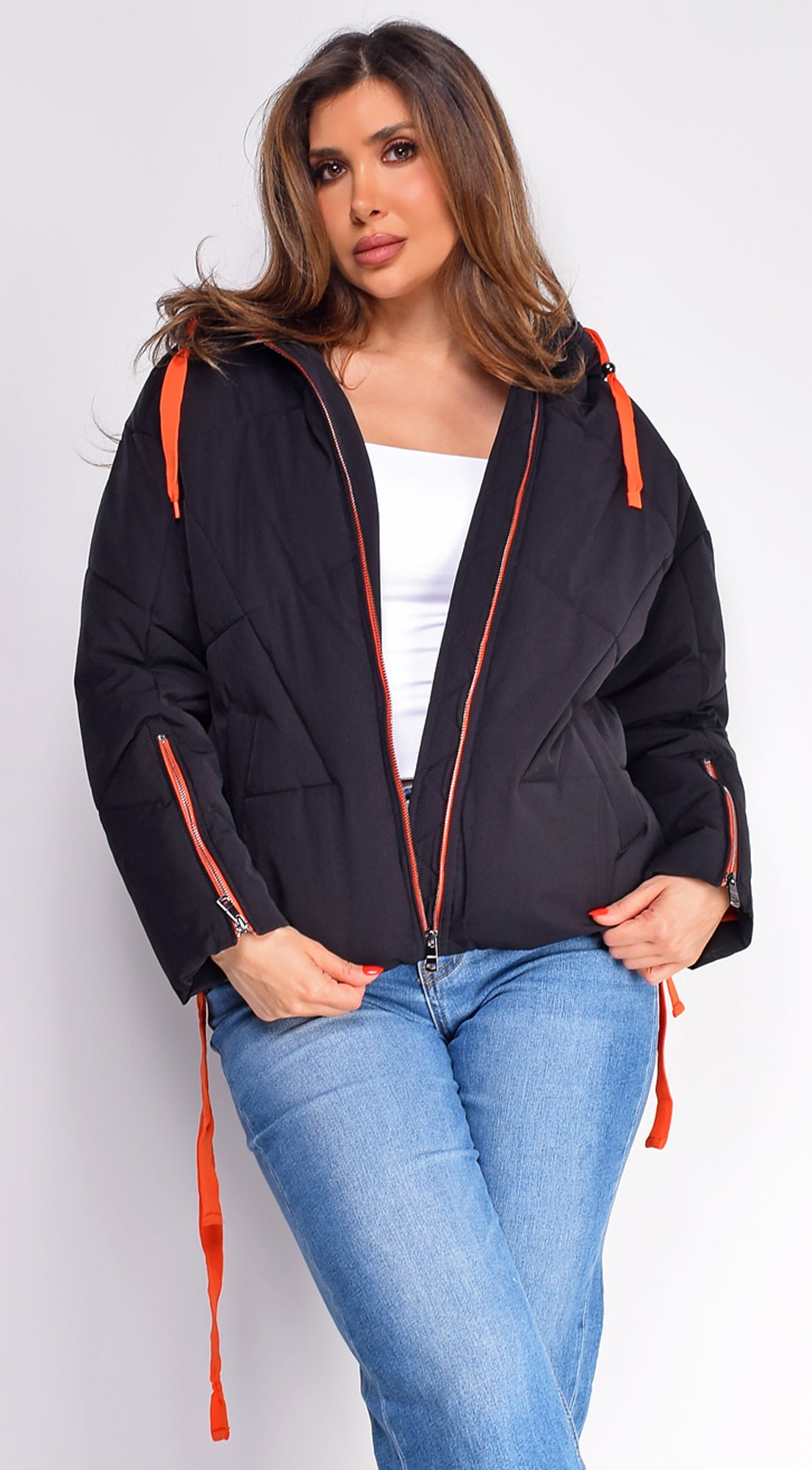 Varvara Black Oversized Quilted Puffer Jacket