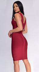 burgundy bandage midi dress Vestido Midi Bandage Cassidy - Vino Tinto