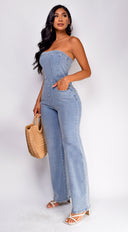 Dara Denim Tube Jumpsuit - Blue