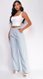 Theron Blue Pintuck Wide Leg Pants