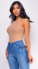 Maria Ribbed Top -  Brown