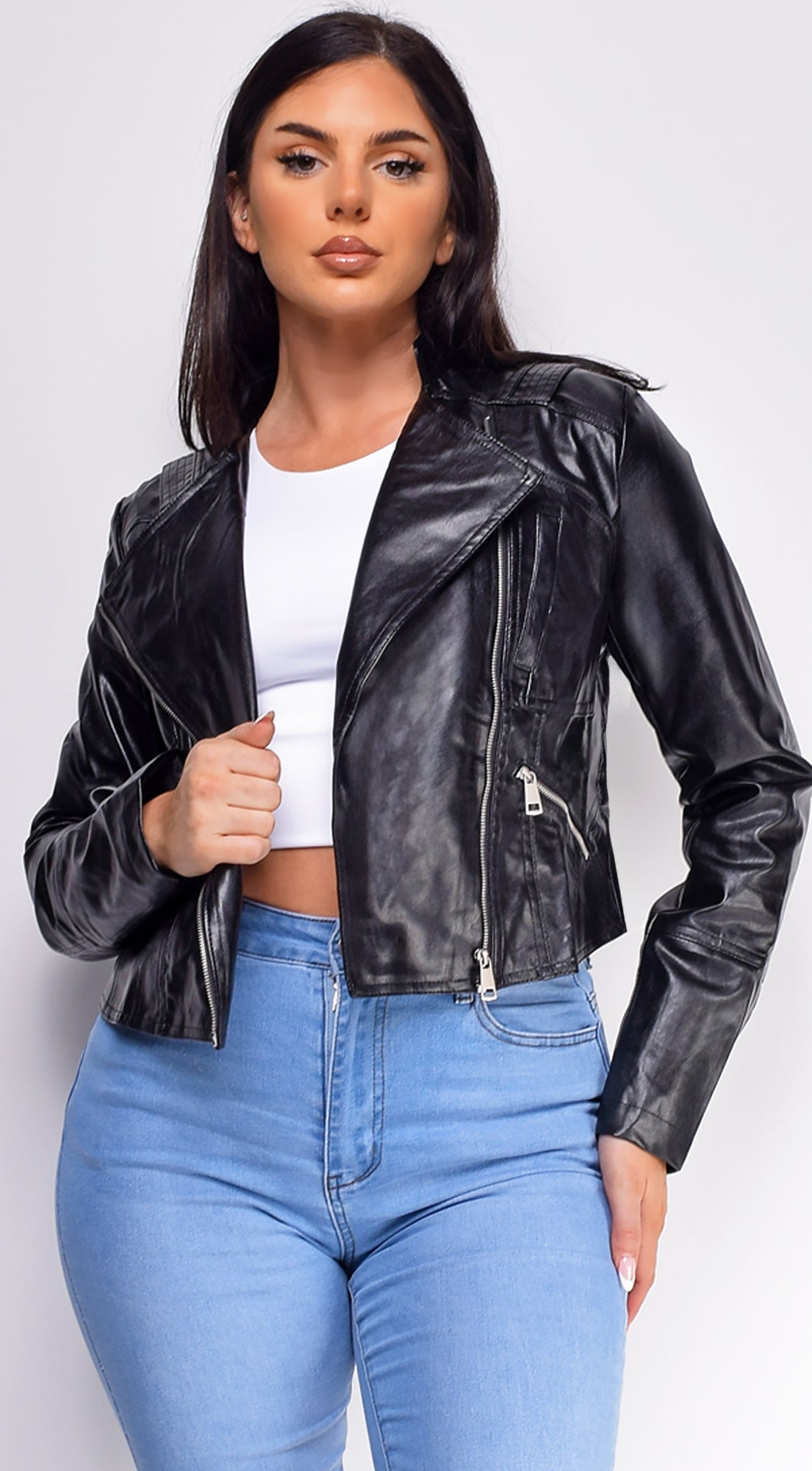 Scarlett Black Faux Leather Biker Jacket