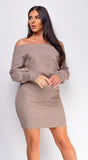 Raina Beige Off Shoulder Mini Dress