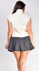 Izmir Turtleneck Side Slit Sweater Top - Cream