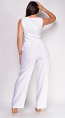 Lumi White Linen Vest Set