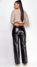 Inari PU Leather Flare Pants - Black