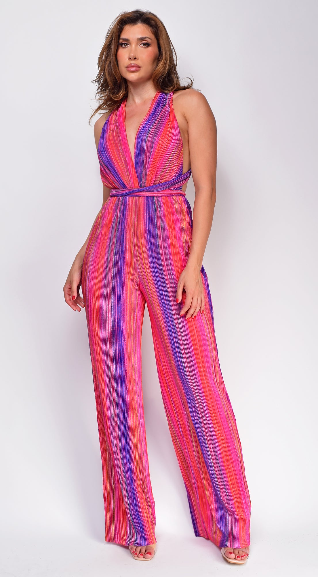 Ruxandra Pink Multi Striped Jumpsuit