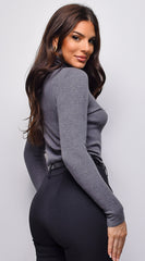 Marinia Turtle Neck Long Sleeve Top - Gray