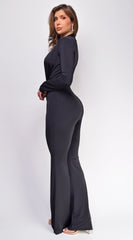 Kajsa Black Long Belted Jumpsuit