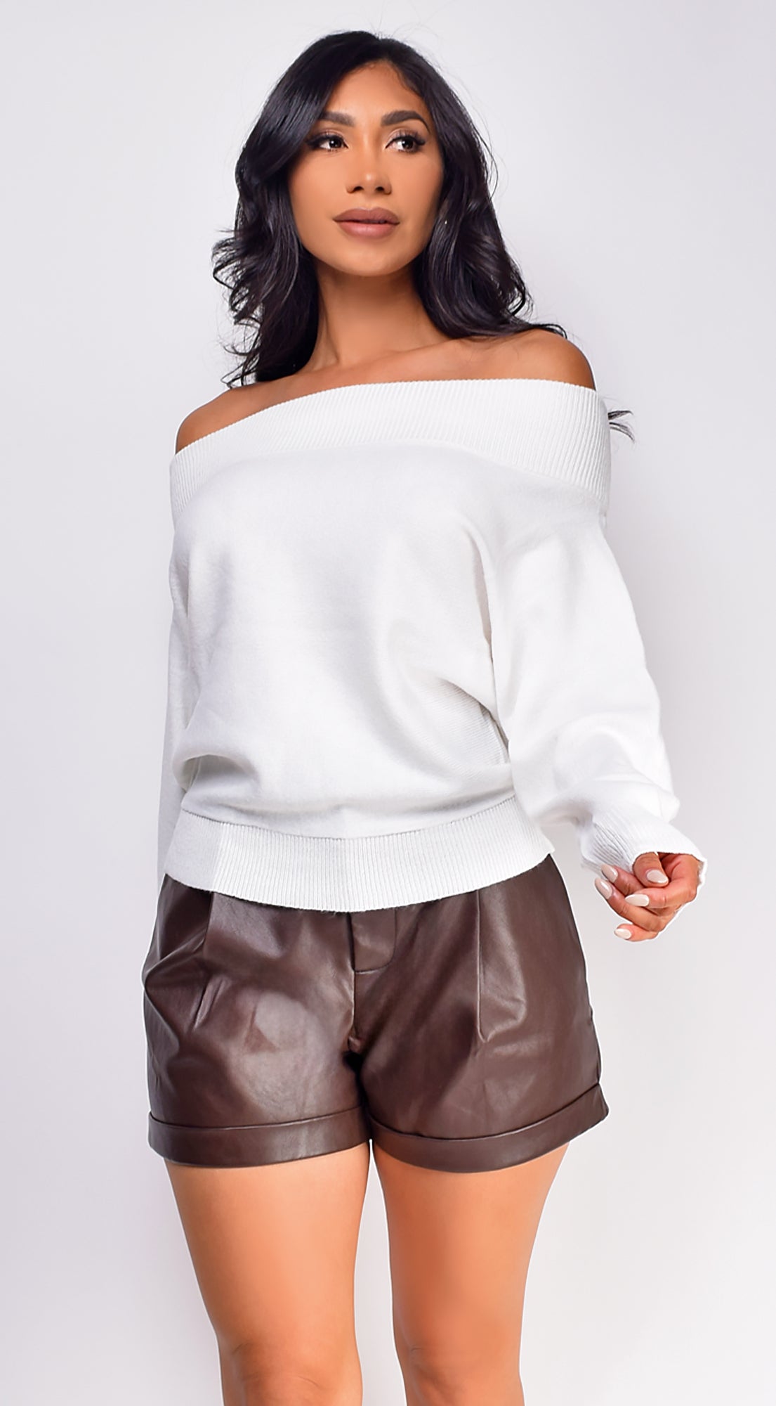 Aniyah Brown Faux PU Leather Shorts
