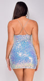 Abella Light Blue Multi Color Sequin Mini Dress