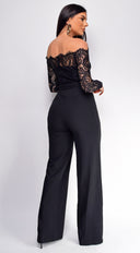 Fawn Black Lace Off Shoulder Jumpsuit