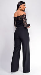 Fawn Black Lace Off Shoulder Jumpsuit