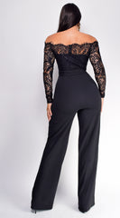 Fawn Black Lace Off Shoulder Jumpsuit