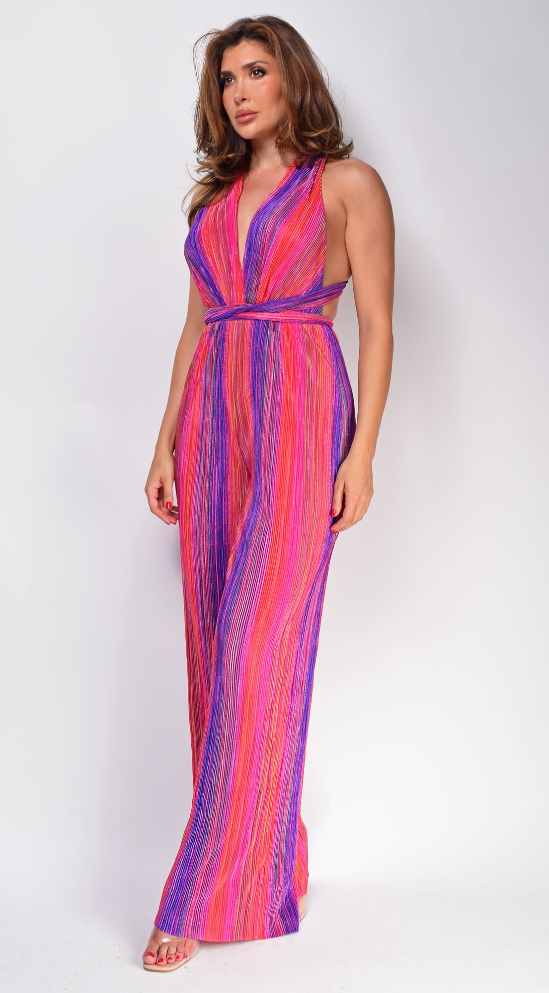 Ruxandra Pink Multi Striped Jumpsuit