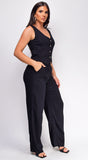 Lumi Black Linen Vest Set