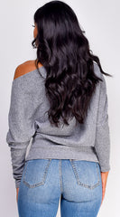 Harmony Off Shoulder Sweater Top - Gray