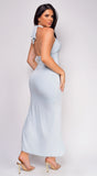 Hayes Blue Halter Cross Over Maxi Dress