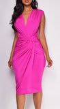 Juneau Pink Twist Midi Dress