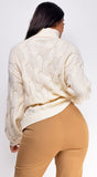 Rowan Ivory White Twisted Cable Turtle Neck Sweater