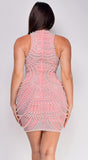 Vance Pink Rhinestone Pearl Mini Dress