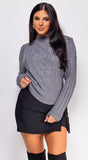 Sicilia Grey Mixed Cable Knit Sweater