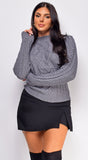 Sicilia Grey Mixed Cable Knit Sweater