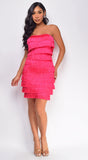 Nouvel Pink Layered Fringe Mini Dress