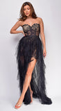 Alicia Black Corset Tulle Maxi Dress
