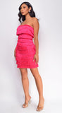Nouvel Pink Layered Fringe Mini Dress