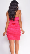 Nouvel Pink Layered Fringe Mini Dress