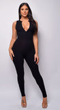 Kit Black Snatched Zipper Sleeveless Jumpsuit