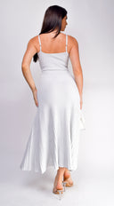 Janece Shimmer Knit Midi Dress in Silver embellishment and trim close-up