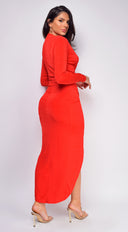 Mika Wrap Maxi Dress- Red