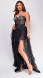 Alicia Black Corset Tulle Maxi Dress