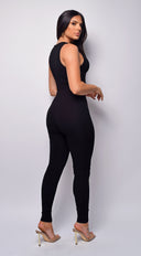 Kit Black Snatched Zipper Sleeveless Jumpsuit