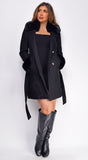 Polina Black Fur Wool Coat