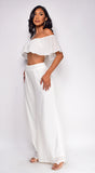 Bolivia White Off Shoulder Wide Leg Pants Set