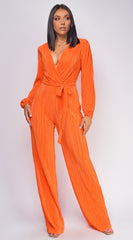 Juna Orange Surplice Jumpsuit