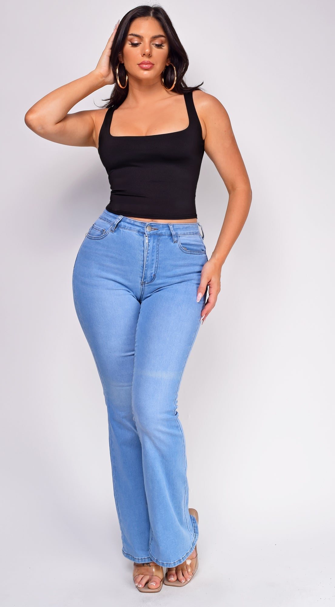 Aven Blue Light Wash High Rise Bootcut Flare Jeans