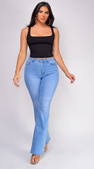 Aven Blue Light Wash High Rise Bootcut Flare Jeans