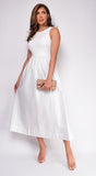 Reign White Mixed Media Midi Dress