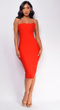 Star Red One Shoulder Bandage Midi Dress