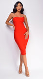 Star Red One Shoulder Bandage Midi Dress