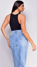 Maria Ribbed Top in Black styled outfit flat lay