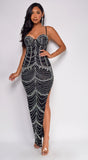 Beronia Black Rhinestone Maxi Dress